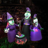 Halloween Inflatable — 3 Witches with Cauldron (LED Lights, Blower)